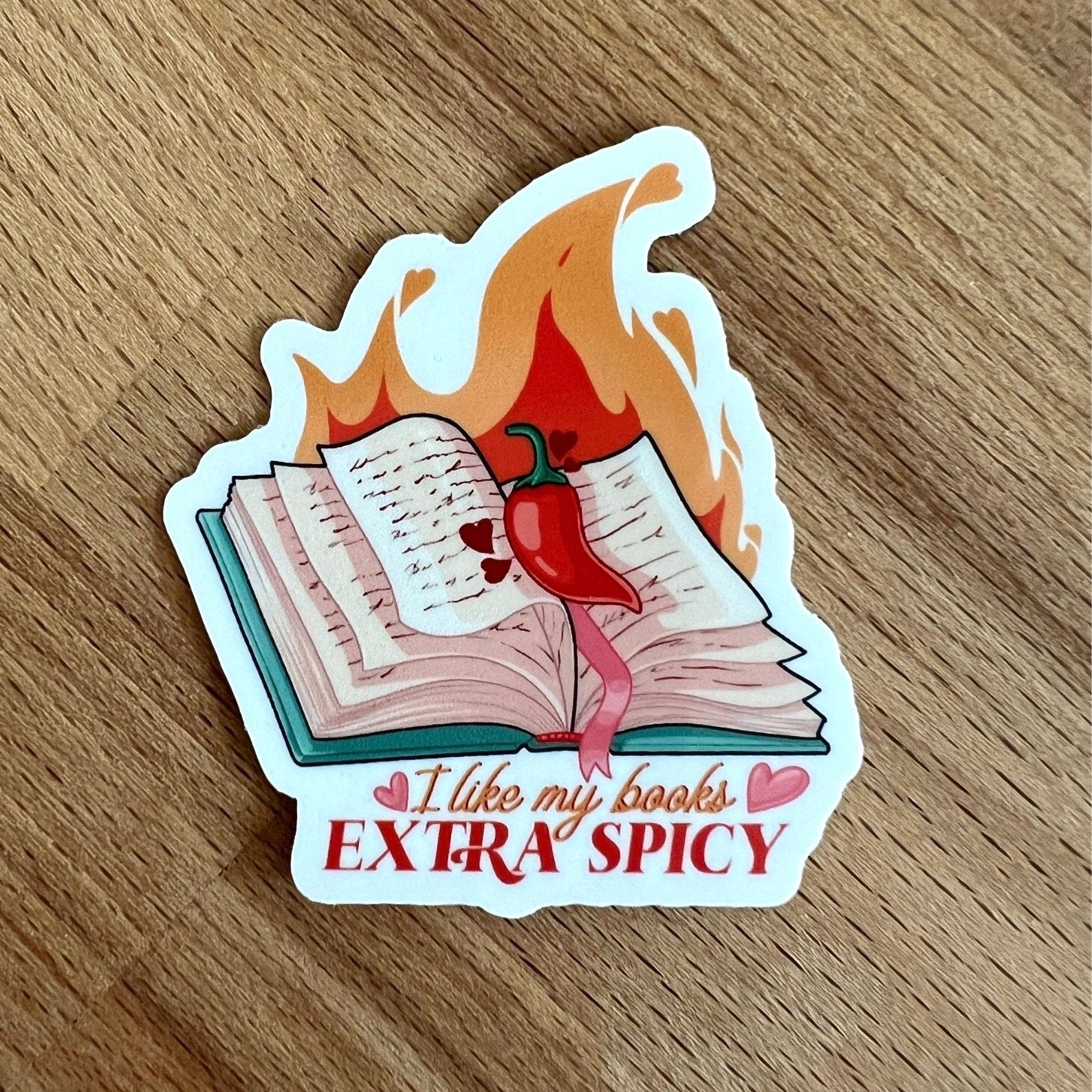 I like my books extra spicy sticker, bookish sticker, spicy books sticker, sticker for reader, gift for reader, book lover, romance books