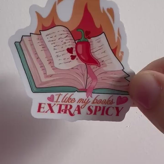 I like my books extra spicy sticker, bookish sticker, spicy books sticker, sticker for reader, gift for reader, book lover, romance books